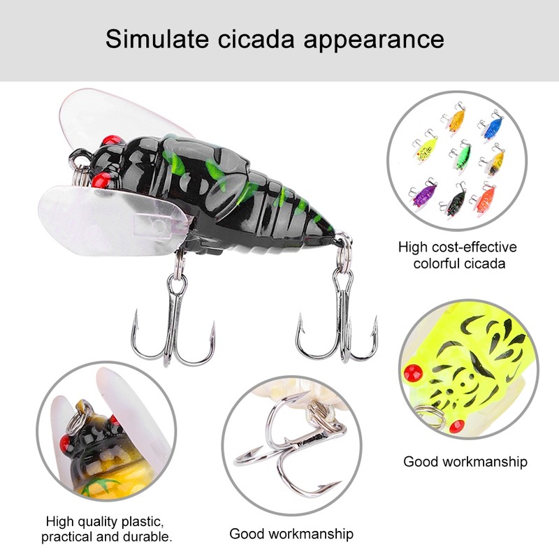 8 Colors Colorful Soft Cicada Shape 5cm/6g Simulating Fish Lures