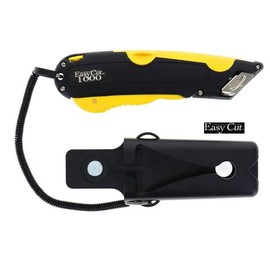 Easycut Box Cutter, extra tape cutter at back, dual side edge guide, 3 blade depth setting, 2 blades and holster - 2000N Yellow Color Knife Easy Cut