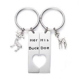 LParkin Her Buck His Doe Keychains Hunting Gifts Wedding Deer Key chain