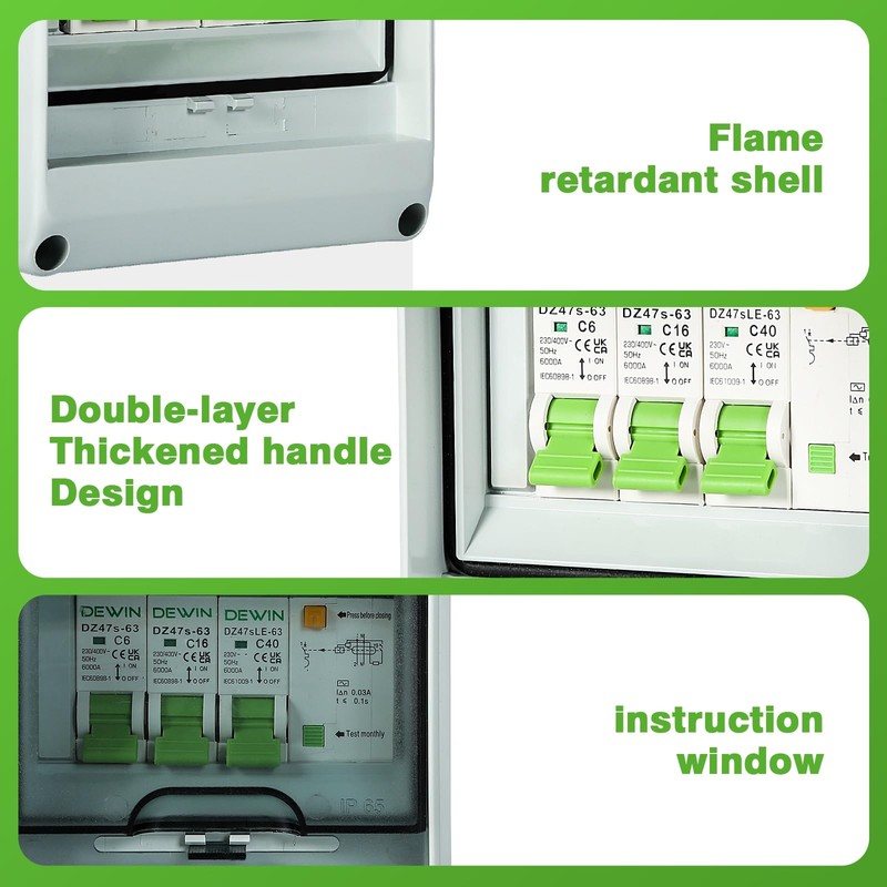 DEWIN Garage Consumer Unit 2 Way, Waterproof Distribution Box Miniature