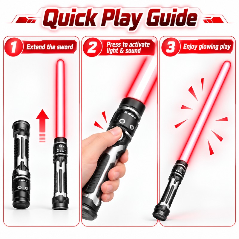 Glowing Toy Lightsaber for Kids’ Pretend Play – Telescopic LED