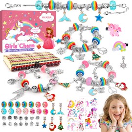Girls Charm Bracelet Making Kit, Unicorn Toy Gifts for Ages 6 7 8 9 10+ Girls DIY Jewelry Making Kit for 8-12, Perfect Craft Kits Educational Toys - Finger Fine Motor Training and Inspires Creativity
