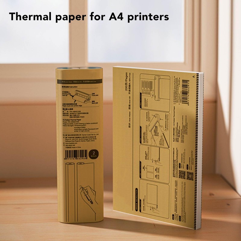 A4 Thermal Paper 2 Rolls, Thermal Receipt Paper Refill Printing