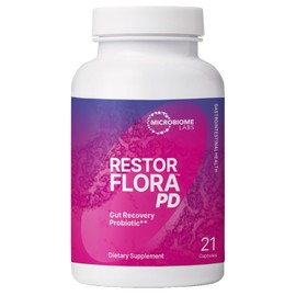 Microbiome Labs RestorFlora PD - Men's & Women's Probiotics for Digestive Health & Gut Reset - Spore Based Saccharomyces Boulardii Probiotics to Help Restore Microbial Balance (21 Capsules)