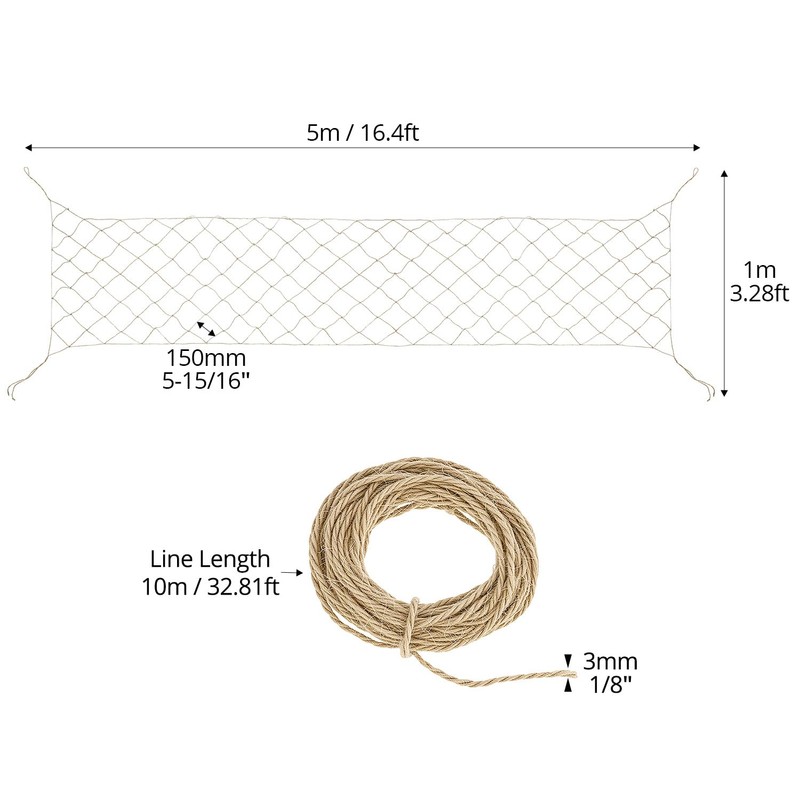 QWORK® Jute Support Netting, 1x5m Plant Climbing Netting with 10M