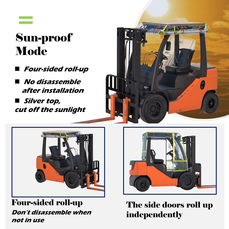 ScarabWrap Forklift Cover, All-Weather Use, Universal Type,0.5mm EVA Transparent Material,600D