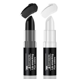 2 PCS White Black Face Paint White Body Paint, Eye Black Football, Matte Lipstick Set for Halloween Vampire Zombie Clown Cosplay Makeup