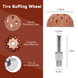 LadyRosian Tire Repair Tools Buffing Wheels 42mm Tire Patch Tungsten Steel with Roller Scraping Cutter for Car Tire Grinding Polishing Accessories Kit