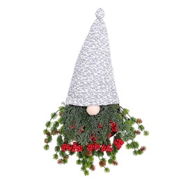 Green Wreath Spring Wreath Artificial Gnome Leaves Wreath with Berries Pinecone for Front Door Wall Decorations Welcome Wreath Window Hanging Pendant