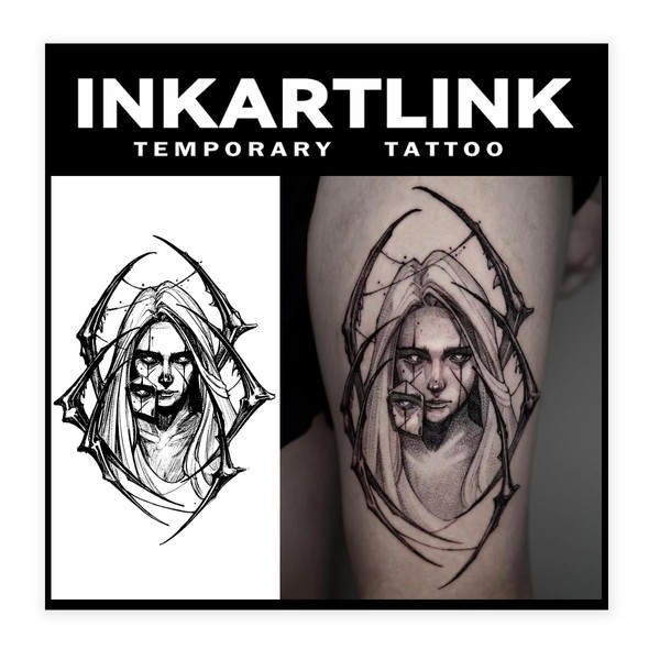 INKARTLINK Tattoo Tech, 2 Sheets Large Semi Permanent Tattoo, Adult