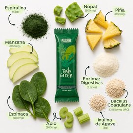 Daily Green Jugo Verde Con Probióticos Sabor Piña Con 30 Sticks de 8.4g                                                                               