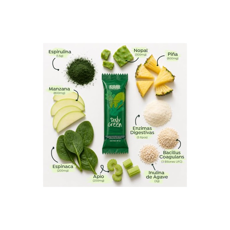 Daily Green Jugo Verde Con Probióticos Sabor Piña Con 30