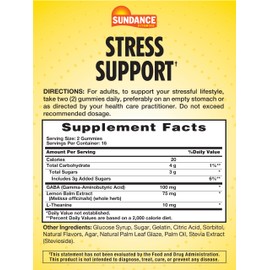 Sundance Sundance Stress Support Gummies | 32 Count | with GABA and Lemon Balm | Lemon Strawberry Flavor | Non-GMO and Gluten Free Supplement