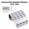 Skweawert 6001-7000 Consecutive Number Inventory Stickers Self Adhesive Waterproof Labels