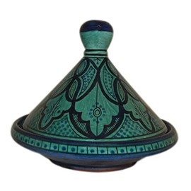 Moroccan Handmade Serving Tagine Ceramic With Vivid colors Original 10 Inches in Diameter Aqua