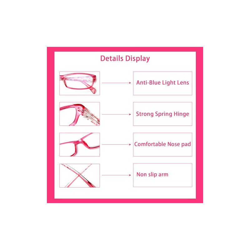 COJWIS 6 pack Lesebrille Blaulichtfilter Brille für Damen Federscharnier Lesehilfe