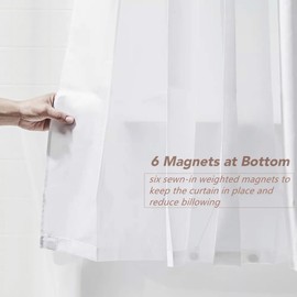 Felisa Extra Long Fabric Shower Curtain Liner with 6 Magnets,72W x 96L, Waterproof & Hotel Quality Shower Liner for Bathroom,Soft Cloth Shower Curtain Liner,Machine Washable,White,Cortina de Baño