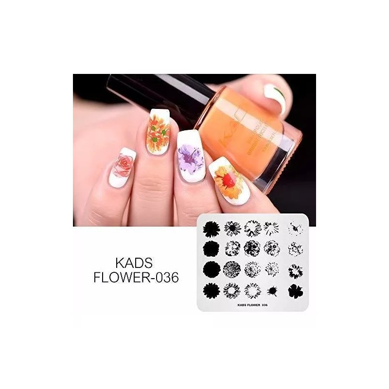 Kads Juego 5pcs Placas Estampación Uñas Kads - Modelos Flores