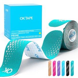 OK TAPE Precut Synthetic Kinesiology Tape, Waterproof Kinesiology Athletic Tape for Joint and Muscle Support, Durable Reflective Tape, Roll 5cm x 4.9M (20 Pcs) | Blue Y