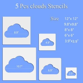 5pcs Reusable Painting Stencils,Plastic Art Craft Templates on Wood Wall Fabric Paper Home Décor DIY 4" to 12" (Clouds)