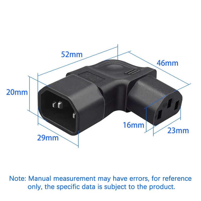 JORINDO IEC320 C14 to C13 AC Adapter，Right Angle Bend PDU