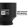 CASOMAN 3/4"Drive x 55mm Shallow Impact Socket, Jumbo Impact Socket,