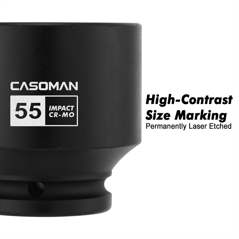 CASOMAN 3/4"Drive x 55mm Shallow Impact Socket, Jumbo Impact Socket,