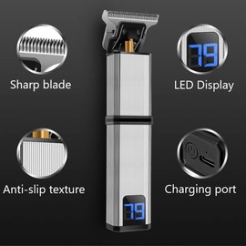 Hair Clippers for Men, USB Electric Hair Clippers LED Screen Rechargeable Shaver Cordless Beard Trimmer Men Barber Hair Cutting Machine for Men (Color : Black)