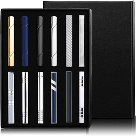 YADOCA 10-12 Piece Tie Clip Tie Holder Men's Tie Slim Tie Bar Set Business & Gift Box, Brass