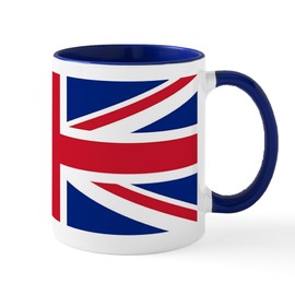 CafePress Union Jack, British Tea Mug 11 oz Ceramic Mug (403900469) - White/Navy Inside
