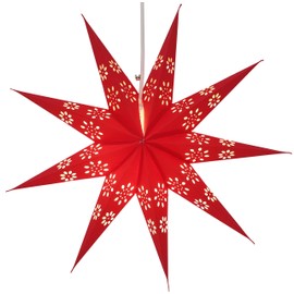 GURU SHOP Foldable Advent Luminous Paper Star, Poinsettia 40 cm - Phoenix Red, Paper Stars 40 cm