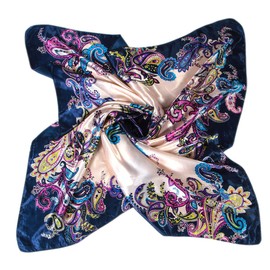(123) - YOUR SMILE Silk Like Scarf Women's Fashion Pattern Large Square Satin Headscarf