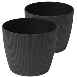 Tymar Flower Pot, Pack Of 2, Round Shape, Planter (2 Pack), Black, Diameter 13.5 cm
