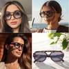 FveVqe Unisex Aviator Sunglasses Women, Classic Hexagonal Blue Lens Sunglasses