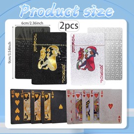 PXDUCN Playing Cards UK, 2 Pack Waterproof Playing Cards Waterproof with Storage Box, Solid Color No Fading Card Games, Poker Set for Pool Parties and Beach Trips (Silver+Black)
