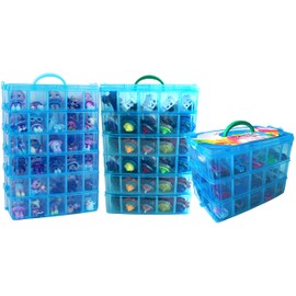 HOME4 No BPA Storage Organizer Carrying Case Box 30 Adjustable Compartments Compatible with Small Dolls LOL Toys Bead Beyblade Hot Wheels Tool Craft Sewing Jewelry Hair Accessories (Blue)