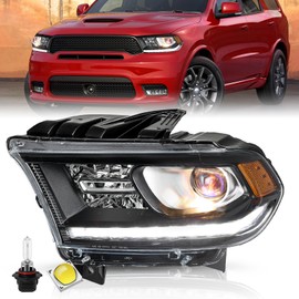 TUSDAR Factory Halogen Headlight Assembly Set Fit for 2016-2020 Dodge Durango Headlamp w/LED DRL and Bulbs Left Driver Side