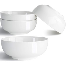 40 Ounces Soup Bowls, Salad Bowls, Cereal Bowls, Pasta Bowls, Pho Bowls, Durable Porcelain Off White Bowls Set of 4, 7 Inch