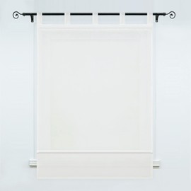 Delien Tenda a pacchetto con passanti, semitrasparente, in tinta unita, con passanti »Macaroon», tenda a pacchetto da cucina corta, 1 tenda a pacchetto da 60 x 140 cm, bianco
