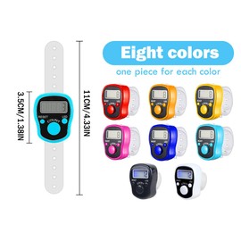 Hitopin 8PCS Electronic Finger Counter, LED Electronic Handheld Tally Counter, 5-Digit Counters Clicker, Lap Track Handheld Counter with Ring, for Golf Sports Fitness Exercise Warehouse(8 Colors)