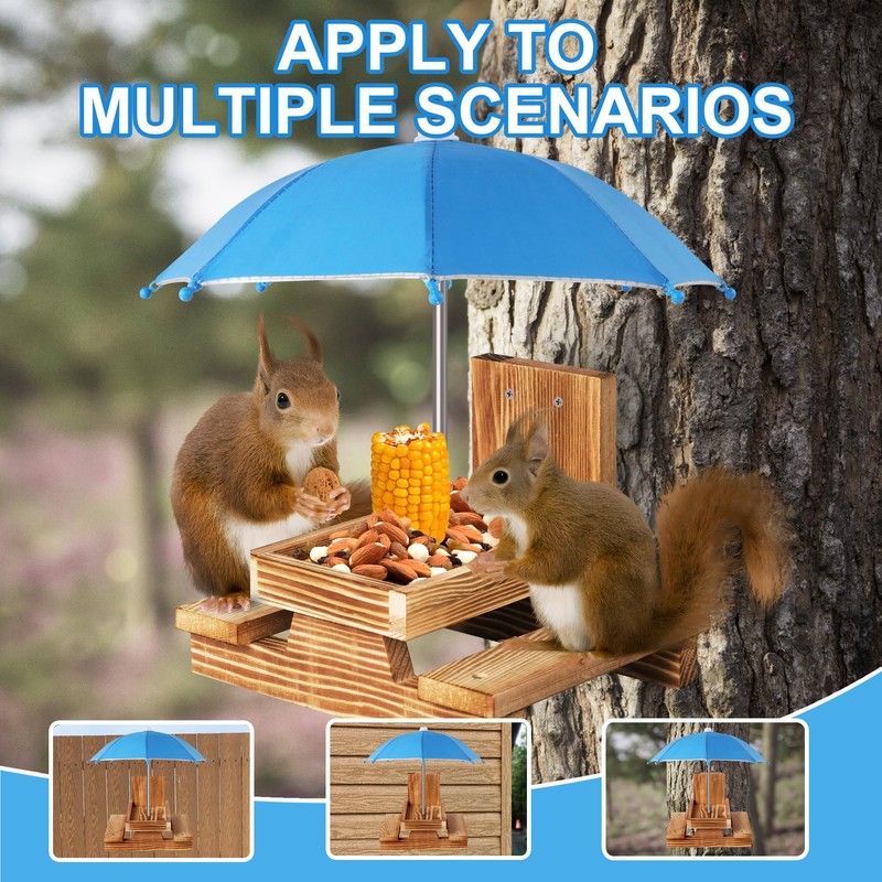 Gnodary Squirrel Feeder with Umbrella, Squirrel Feeders for Outside, Squirrel