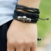 12PCS Braided Faux Leather Bracelet Set Multilayer Vintage Rock Style