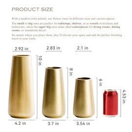 Jarrón dorado claro – Florero grande de cerámica dorada de 8 pulgadas para decoración del hogar/mesa/acento, jarrones modernos minimalistas para centros de mesa, decoración de habitación, sala de