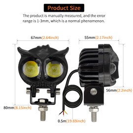 Szdystar - Luces LED antiniebla de conducción, faros delanteros de doble color ámbar/blanco, 2 piezas, 6.6 cm, luces auxiliares para motocicleta/camión/coche/ATV/SUV/barco/carretilla elevadora/tractor