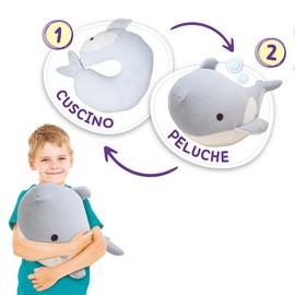 #sbabam Travel Pets, Oreiller de Voyage Enfant 2 en 1 en Forme de Peluche, Version Maxi Peluche Convertible en Oreiller Cervical Pour Dormir, Peluche Ours Utilisable Comme Oreille