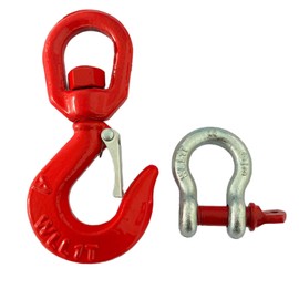 HENBOW 1 Ton Swivel Lifting Hooks and D Ring Shackles,G80 Chain Hooks with 3/8" Shackle,2200Lbs Safety Load Limit,Heavy Duty Alloy Steel Round Rotating Sling Towing Log Hook