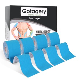 Gotaqery Gotaqery Kinesiology Tape (4 Rolls Pack), Waterproof Elastic Muscle Support Tape for Exercise, Sports & Injury Recovery, Breathable & Latex Free, 5cm x 5m Per Roll (Blue)