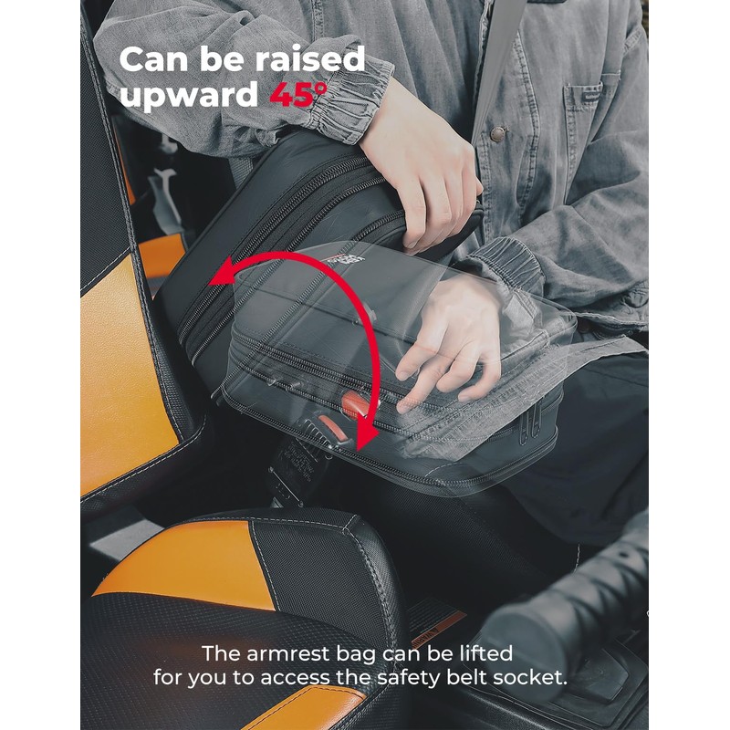KEMIMOTO UTV Armrest Safe Console Storage Bag High-Density PU Durable