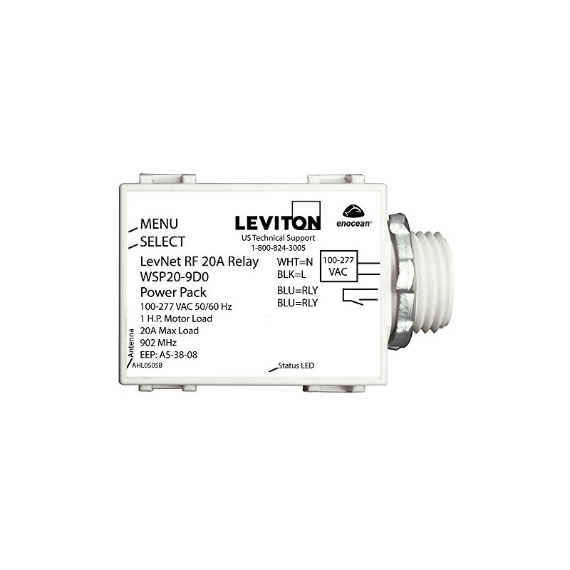 Leviton WSP20-9D0 LevNet RF 902 MHz Line Voltage Relay Receiver