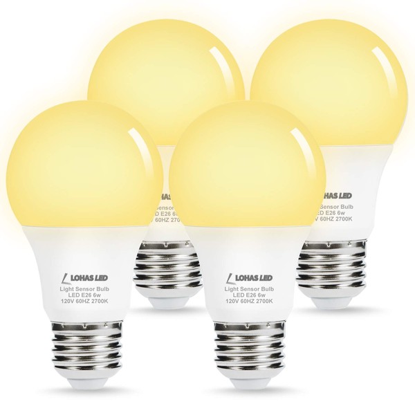LOHAS Dusk to Dawn Sensor Light Bulb, 6W(40Watt Equivalent)Smart Automatic
